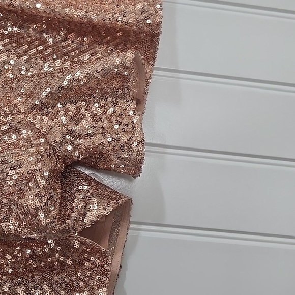 Maje Paillette sequin flounce shorts in rose gold Sz M NWT - Picture 7 of 12